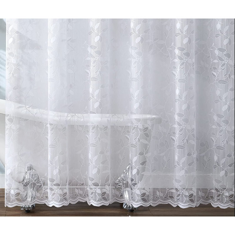 Toraino Floral Shower Curtain. Rustic Leaf Lace Shower Curtain, Blanc, H 84 po x l 72 po