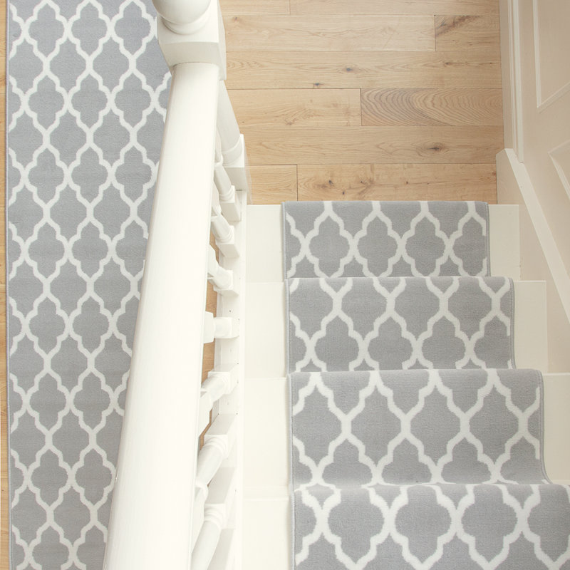 Grey Trellis Stair Carpet, Runner 60 x 609cm