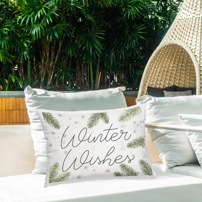 Coussin décoratif d'extérieur Winter Wishes with Sprigs par Lil 'Rue