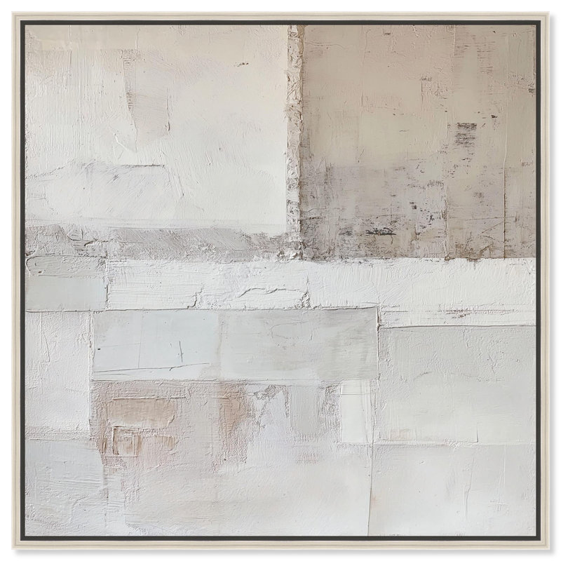Worn Patinas Canvas Minimalist Abstract by Art Remedy, Silver Floater Framed, 30" H x 30" W