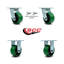 Ensemble de roulettes 4 po en poly vert avec roulements à rouleaux 2 verrous pivotants 2 rigides / SCC-30CS420-PUR-FR-BSL-2-R-2