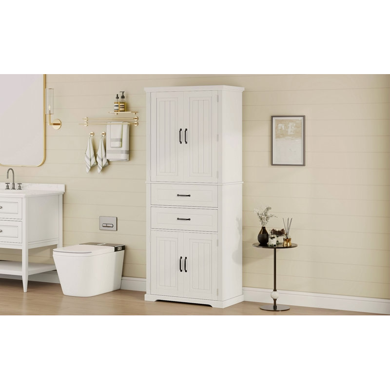 Armoire de rangement avec espace de rangement multifonctionnel pour la cuisine / salle de bain / salle à manger / salon, 2 tiroirs avec glissières, tablette réglable