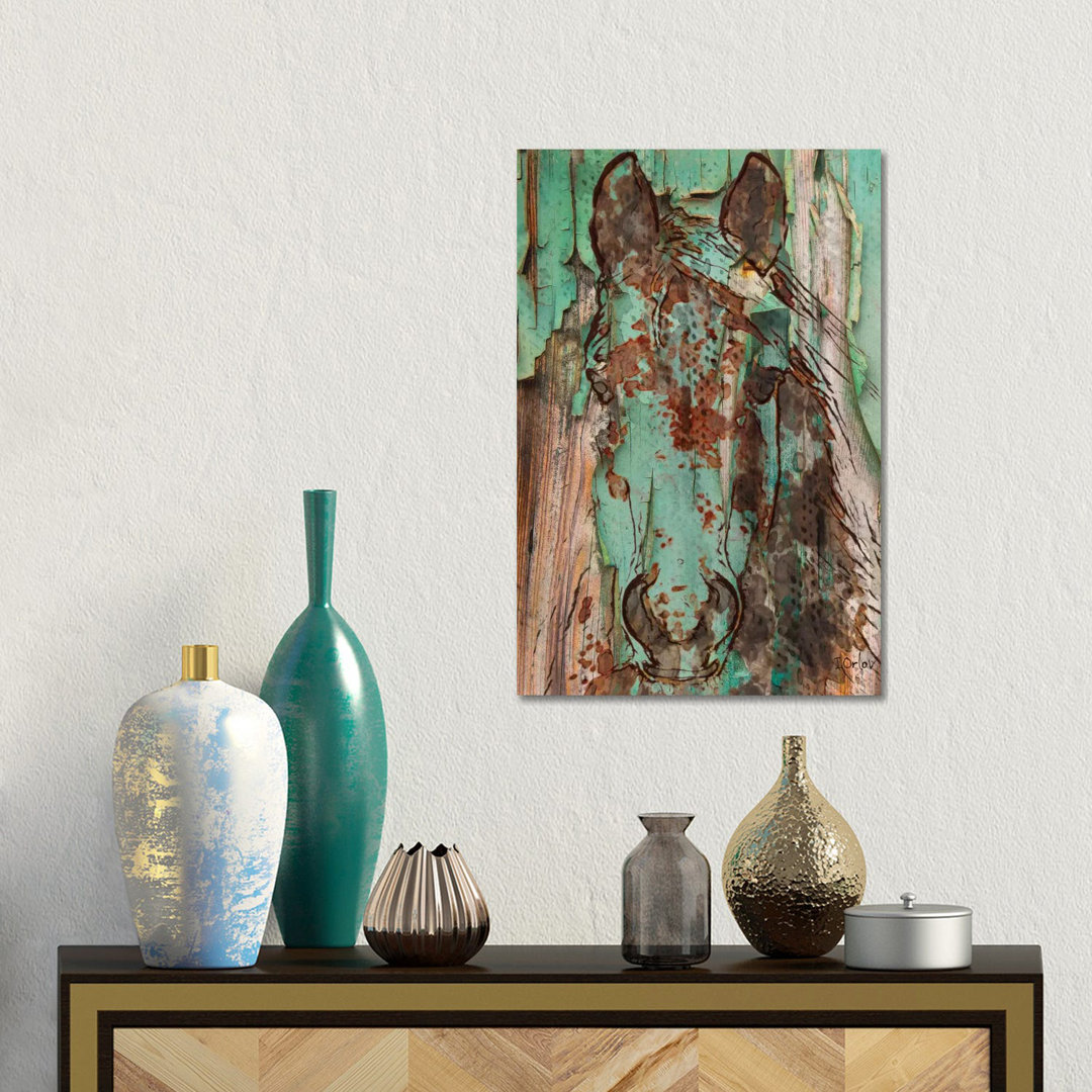 'Green Horse' Graphic Art on Wrapped Canvas