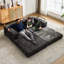 Lit de compression convertible noir à 2 places avec design désossé, chenille et sans assemblage pour cadre de bureau à structure fixe, petit appartement-1353661943