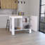 Îlot de cuisine H 35 po, une armoire de rangement avec porte, deux tablettes internes, une tablette de rangement ouverte, blanc / macadamia