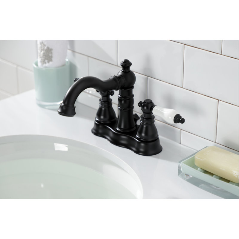 Robinet de salle de bain American Patriot, Noir mat / blanc