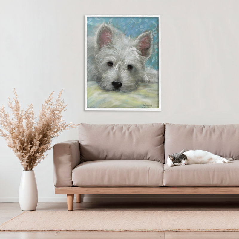 Lazy Day White Terrier, estampe numérique, conception de Mary Sparrow, 30" H x 24" W