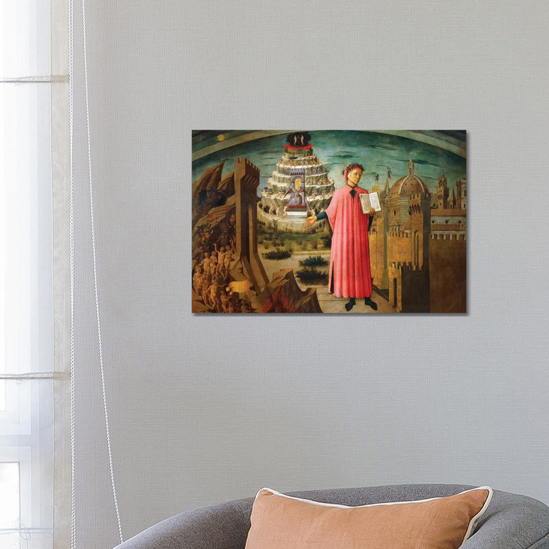 Divine Comedy, 1465 by Domenico Di Michelino - Painting on Canvas, 45.72cm H x 66.04cm W x 1.91cm D, Wrapped Canvas