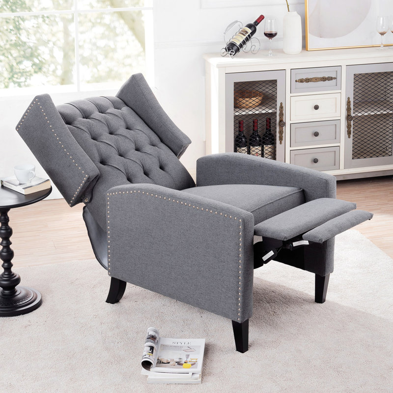 Fauteuil capitonné pour le salon, Tissu gris