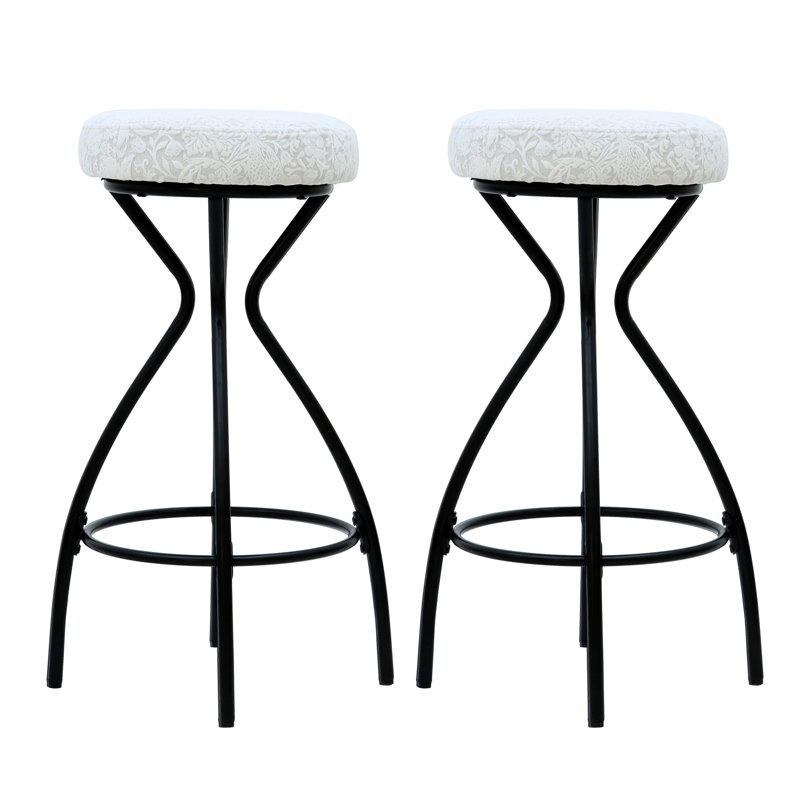 Tabouret de bar 29 po à dossier floral avec dossier 29 po, Imprimé blanc