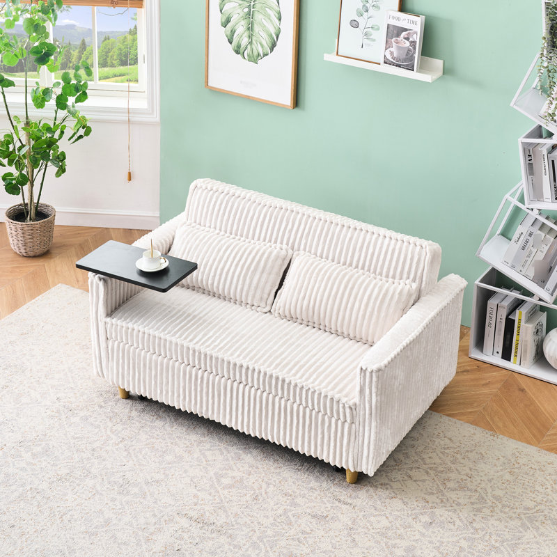 Velours côtelé beige avec fonction et plateau de table mobile, inclus pour plus de commodité, Beige