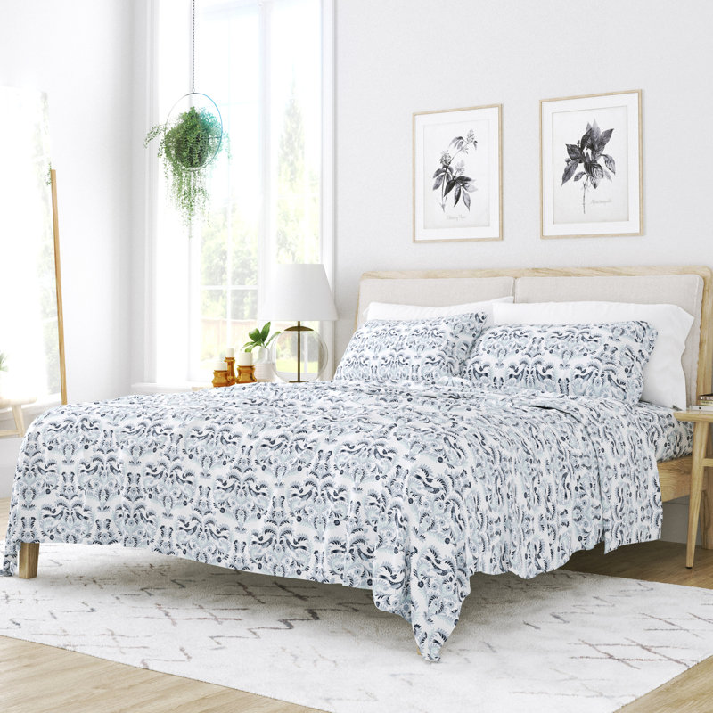 Queen Gray and White Striped Deep Pocket Microfiber Sheet Set