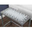 Table d'appoint, côté, bout, table de chevet, lampe, salon, chambre à coucher, carrelage bleu, métal gris, transitionnel