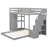 Twin Over Full Bunk Bed In Gray - Maximize Storage With 3-Layer Shelves, Drawers & Stairs Drawer Practical Versatile