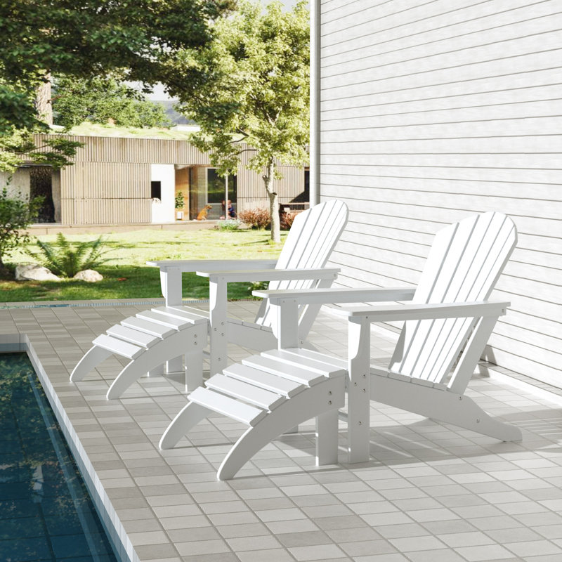 Chaise Adirondack en résine Altura avec repose-pieds, Blanc