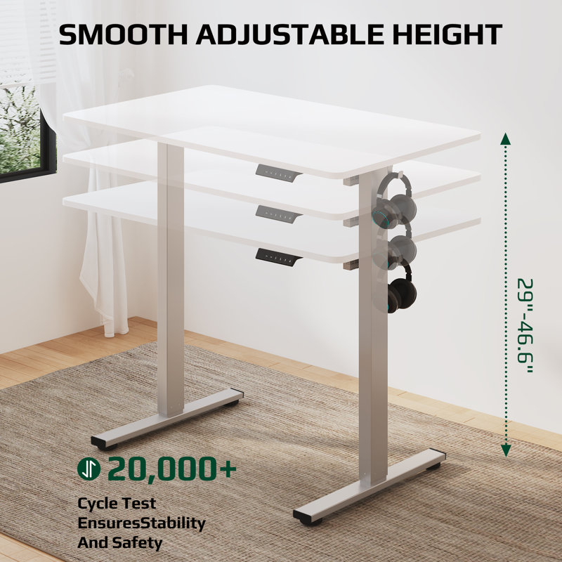 Baysenie Adjustable Height Modular Steel Standing Desk, 29" H x 60" W x 24" D, Gray, White