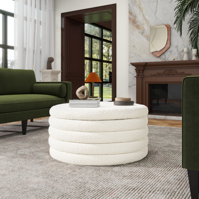 Balas 36cm Wide Cylinder Solid Colour Cocktail Ottoman with Storage