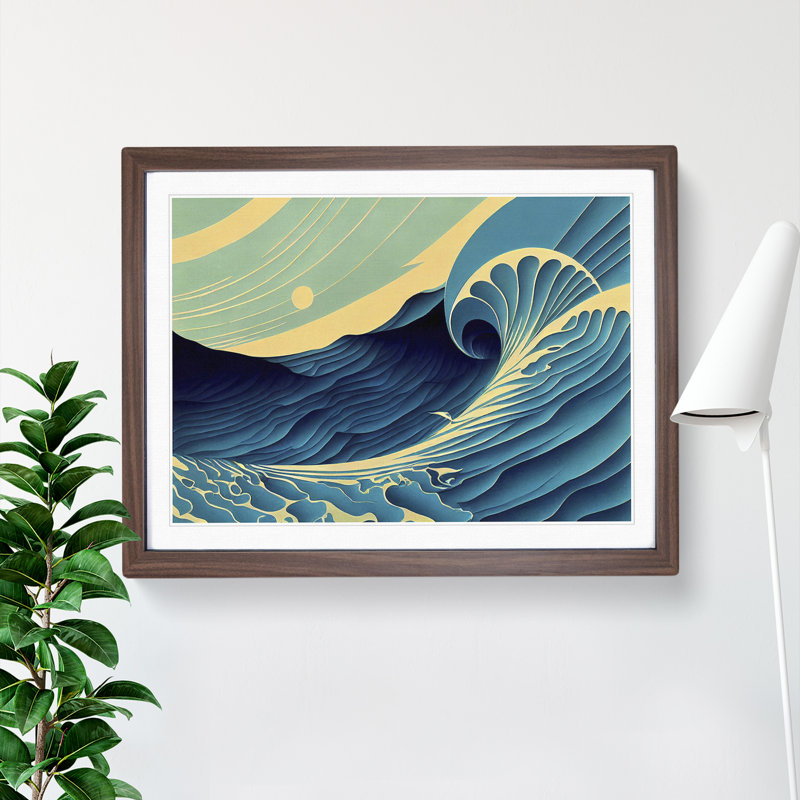 Art Deco Ocean Wave, Brown, 46cm H x 64cm W