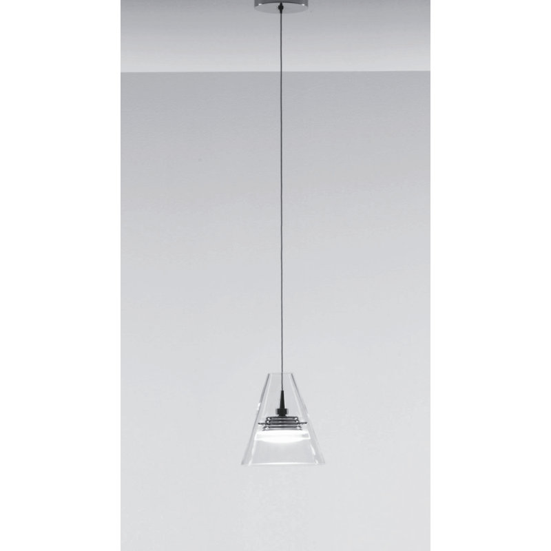 Dillinger 1 - Light Chrome LED Pendant, Clear and sandblasted