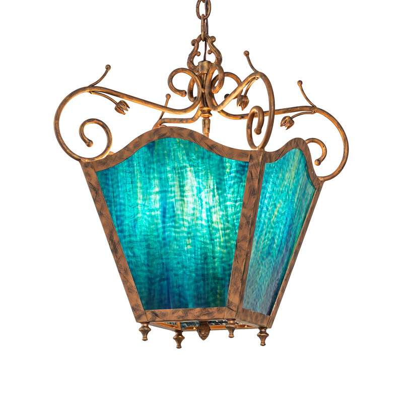 Lustre de style lanterne dorée à 4 lumières Terena
