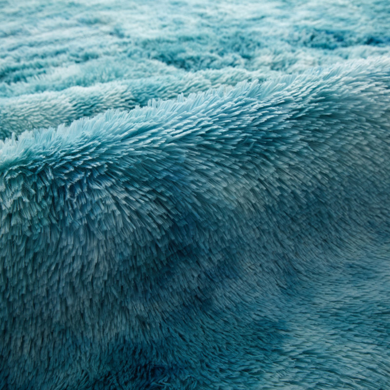 Modern Living Room Accent Teal Shag Area Rug, Rectangle 50 x 80 cm