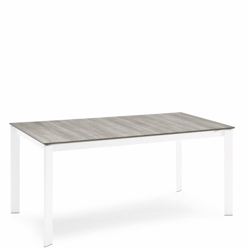 Eminence Extendable Solid Wood Dining Table, Matte Optic White, 35.5" W x 51.25" L, Beton Gray Melamine