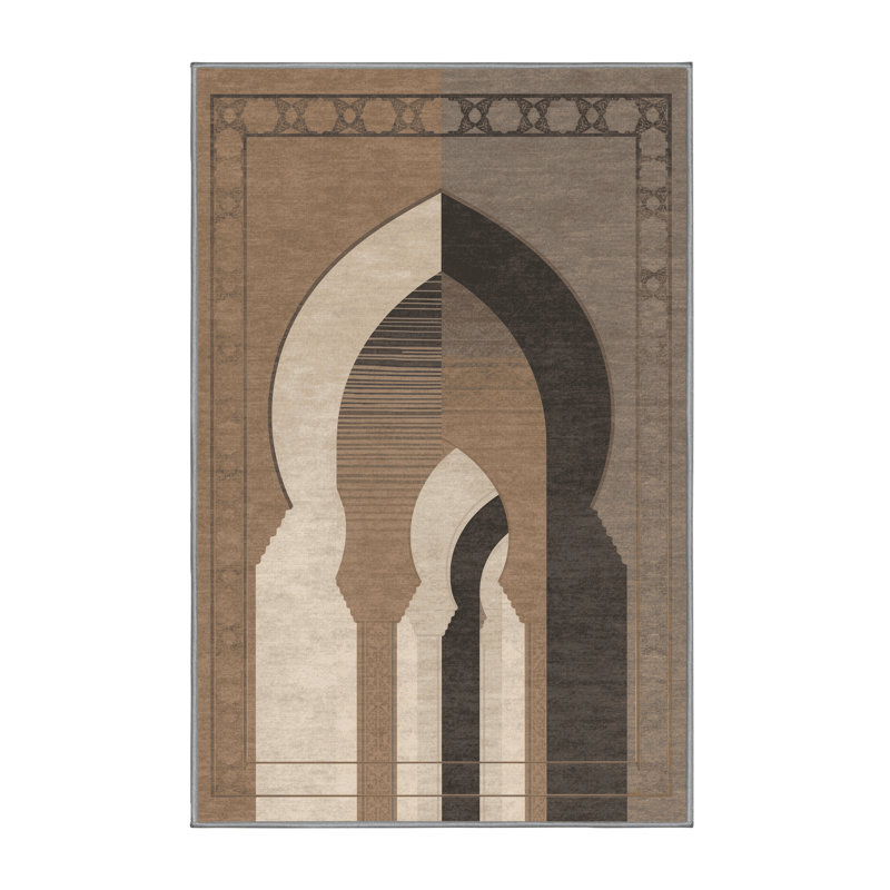 Soft Plush Beecher Fez Blue Gate Global Inspired Moroccan Area Rug in Gray – Gray Binding, 7x9