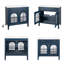 Meuble-lavabo blanc 36 po avec lavabo en céramique, lumière DEL à capteur de mouvement et portes en verre à motifs-322925574