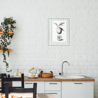 Estampe numérique rétro à rayures vertes d'agrumes, design par lettré et doublé