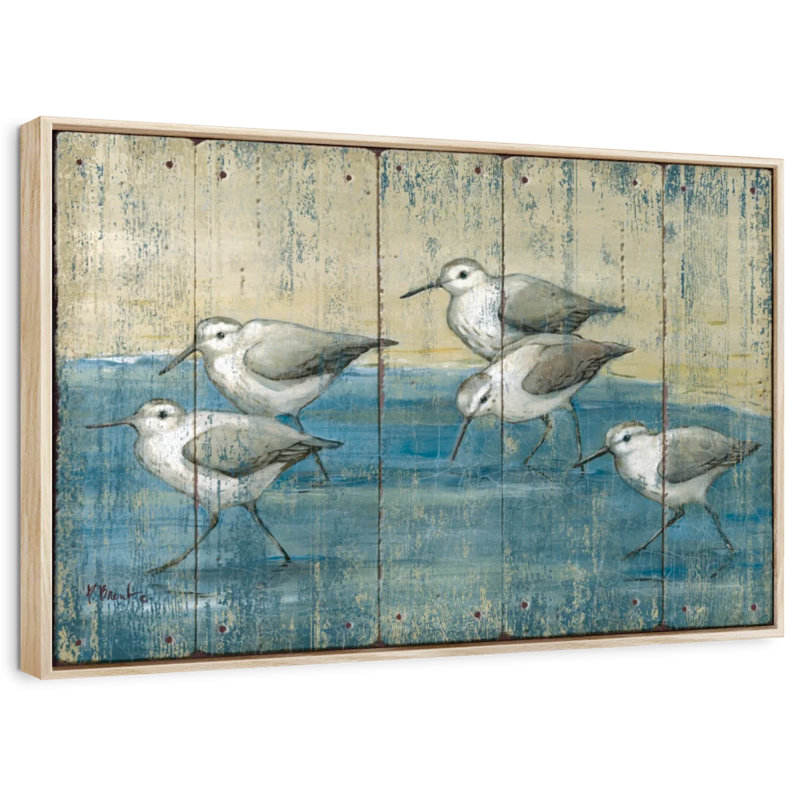 Sandpipers patiné à l'huile, H 9 po x l 13 po