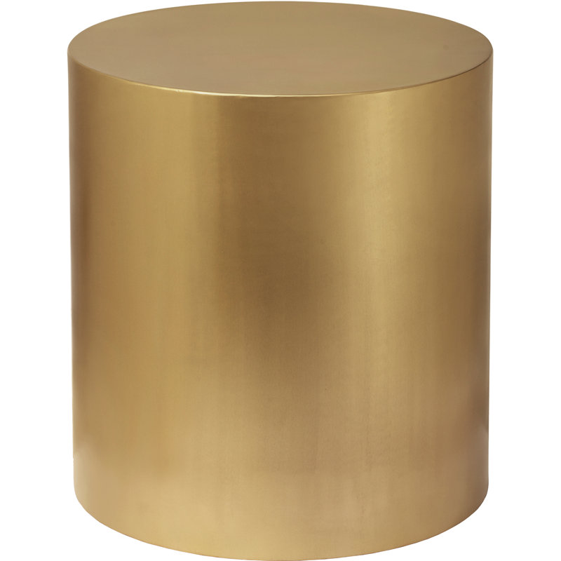 Cylinder Drum End Table, Gold