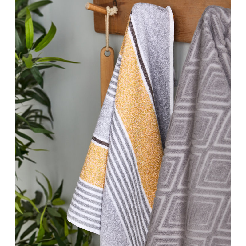 Textured Stripe Bath Towel, Ochre