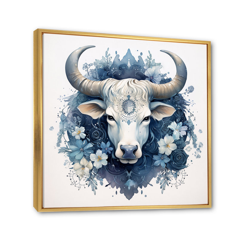 Chyna " Taurus Zodiac Sign V ", 24" H x 24" W x 1" D, Gold Floater Framed