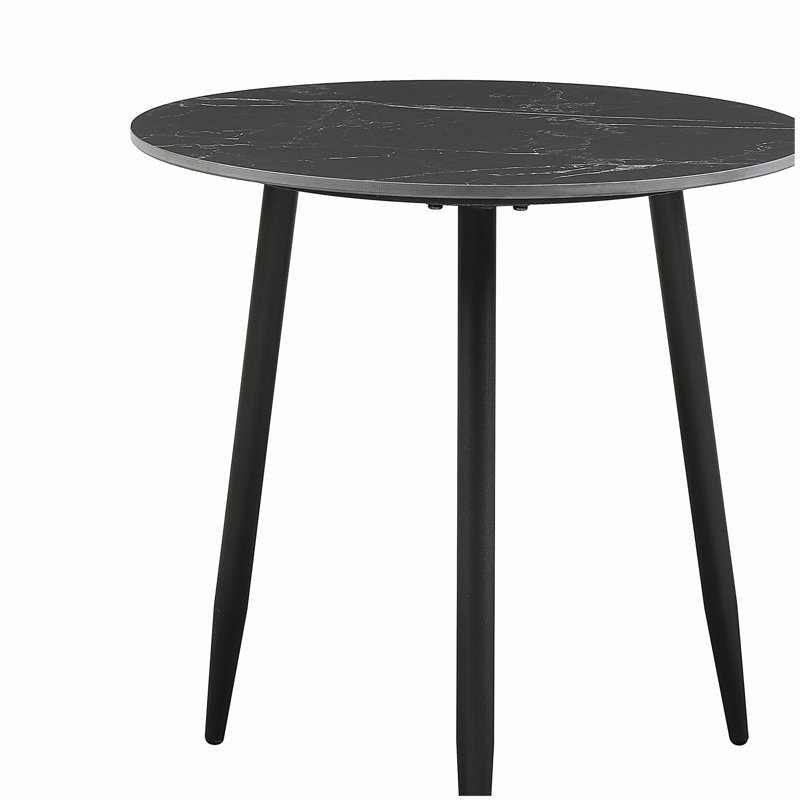 Ensemble de 3 tables gigognes et tables d'appoint de style moderne avec pieds en métal noir, Noir