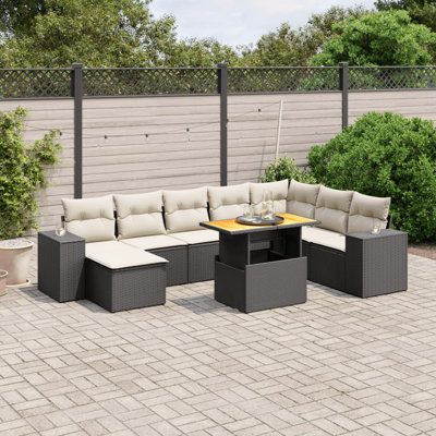 Ensemble de canapé de jardin Vidaxl noir, blanc crème