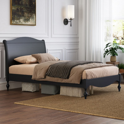 Wooden Full Bed Frame with Headboard, Vintage Platform Bed, Traditional Arched Headboard and Footboard Design,Large Under Bed Storage,No Box Spring Needed, Easy Assembly