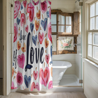 Rideau de douche standard 1 pièce Valentine phrases douces