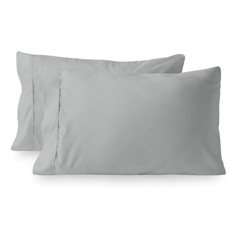 Ultimate Percale 100% Cotton 400TC Cool & Crisp Pillowcases, King, Light Gray