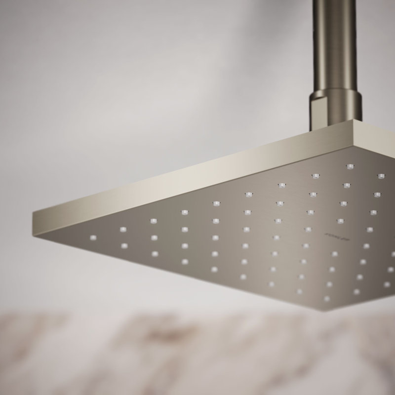 Contemporary Rain Shower Head, Vibrant Brushed Nickel, 1.75 GPM, Square