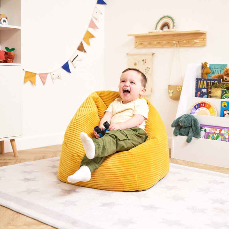 Bean Bag Bazaar Kids Kingston Corduroy Classic Bean Bag, Yellow