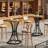 Round Bar Table, 37.4" High Top Cocktail Table with Curved Metal Base (Brown & Black)(2)-1606173121-1596944806
