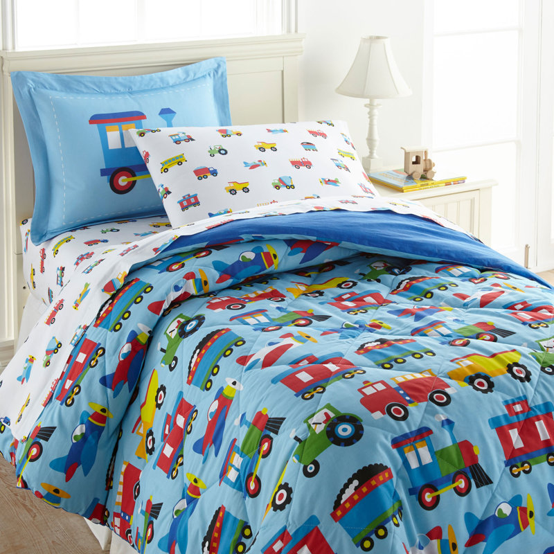  Ensemble de draps 100% coton Wildkin - Draps doux et confortables - trains, avions et camions
