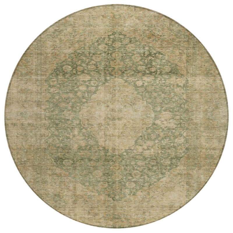 Naraxa Green Washable Indoor-Outdoor Rug - LOOMLAN, 2'3" x 7'6"