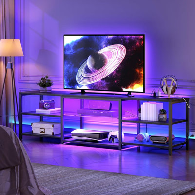 Téléviseur à DEL avec station de charge, centre de jeux, console multimédia et rangement ouvert, noir