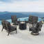 Ensemble de table de foyer en aluminium noir avec deux causeuses et deux fauteuils club CHo Club-790110542
