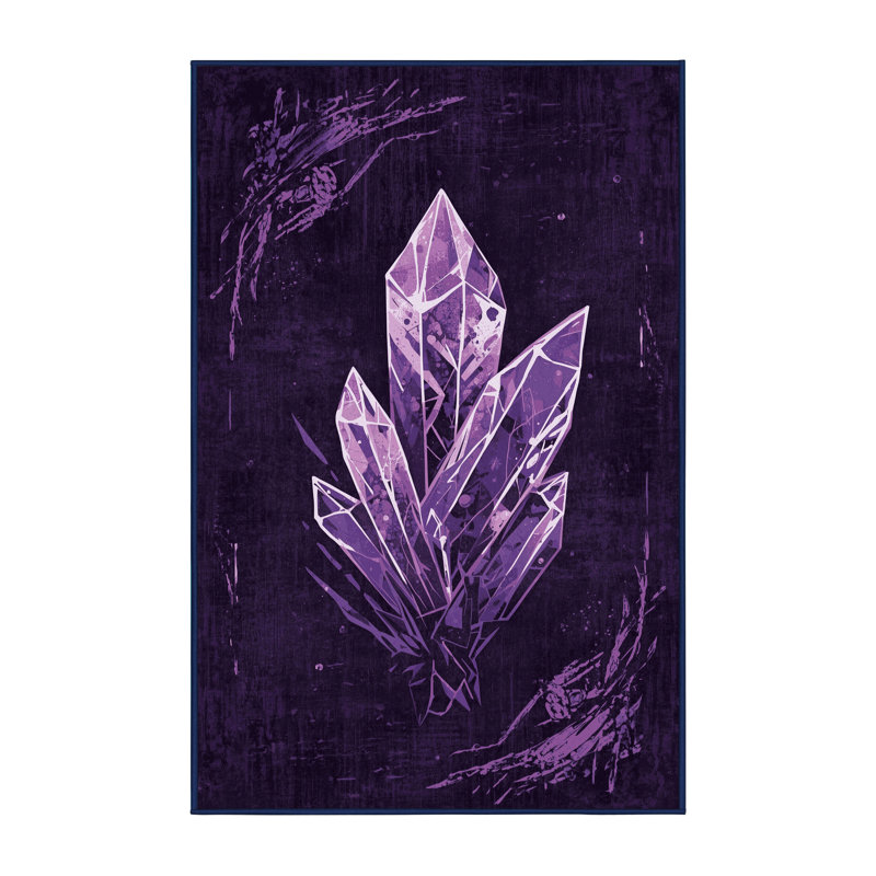 Tapis abstrait mauve et moderne lavable à la machine Alderamin - bleu marine, 3 X 5