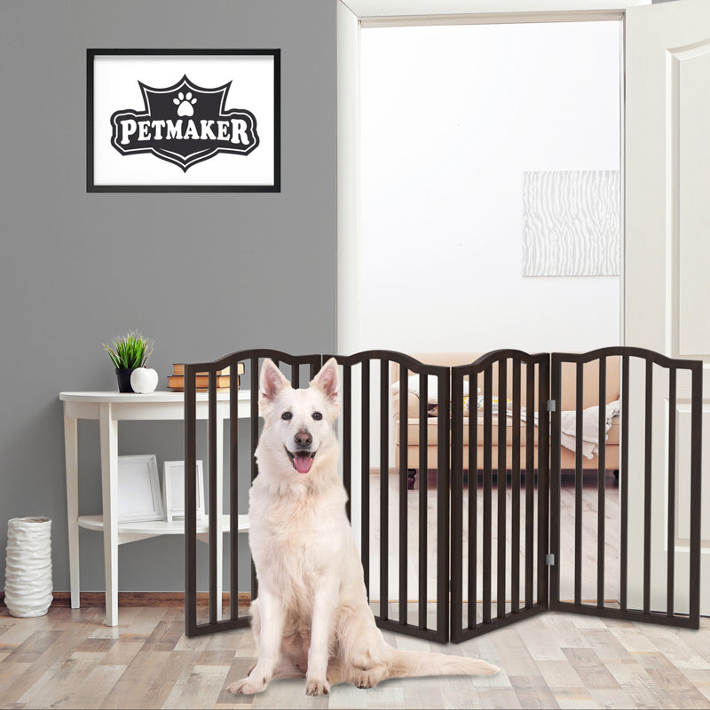 PETMAKER 4-Panel Indoor Foldable Pet Gate, Brown