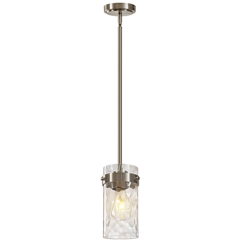 1 - Light Modern Hammered Glass Pendant Lighting With 5 Adjustable Height Rod And Tilting Ceiling Adapter Kitchen Island Pendant