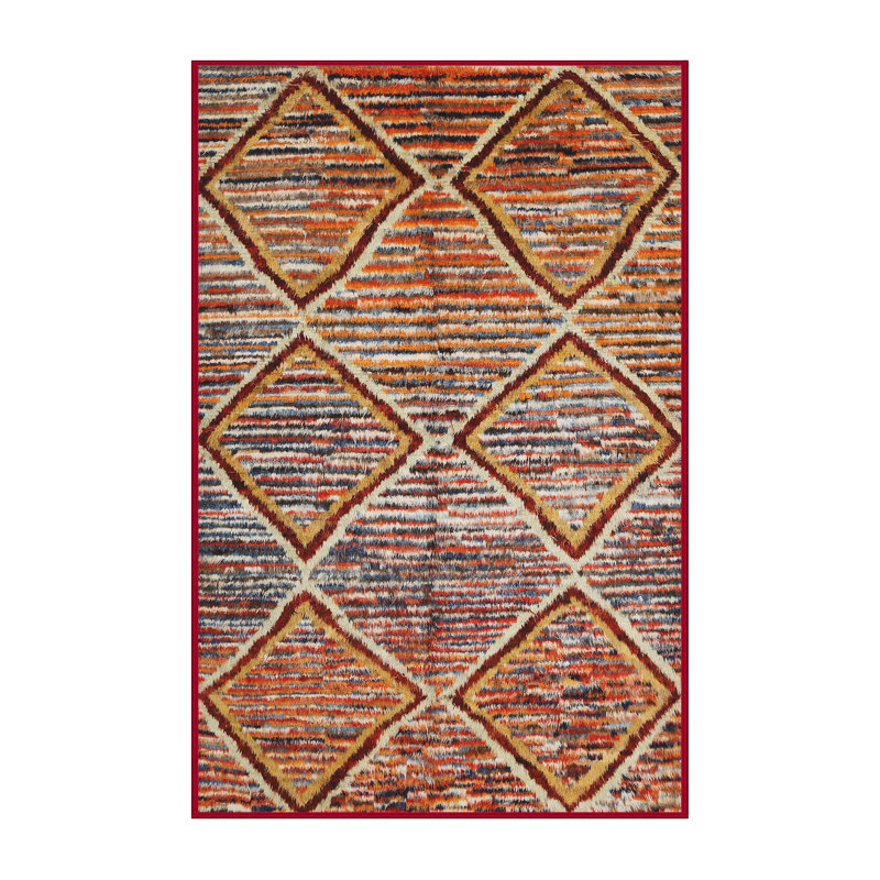 Tapis brun/bleu/gris/zone contemporaine, Rectangle 8 pi x 10 pi
