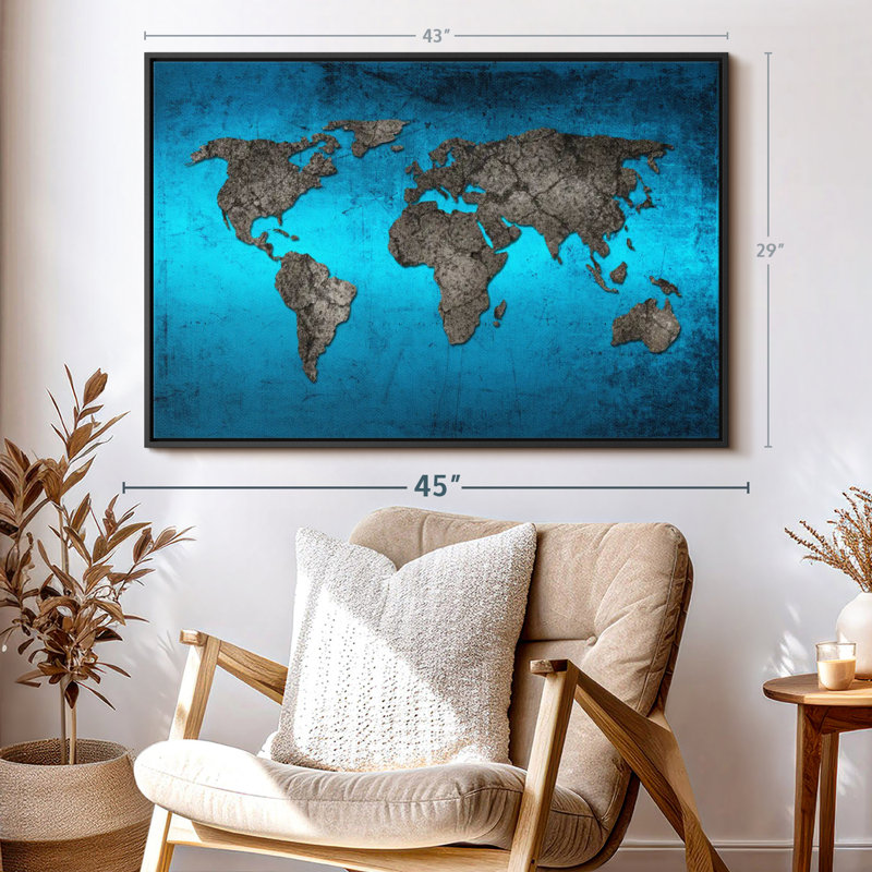 Amnen Ocean World Map Canvas Print, 29" H x 43" W